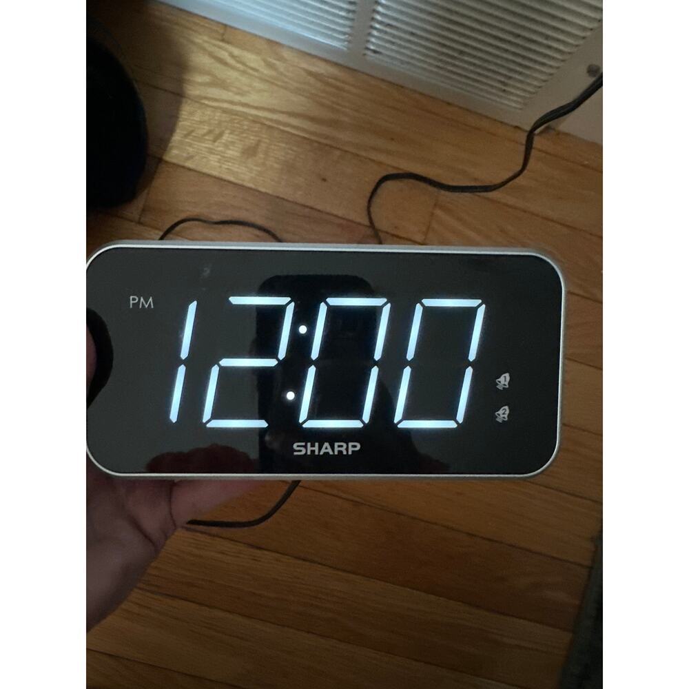 Sharp Digital Alarm Clock Large LED Display Dual Alarm Black Tested Working - Picture 3 of 3